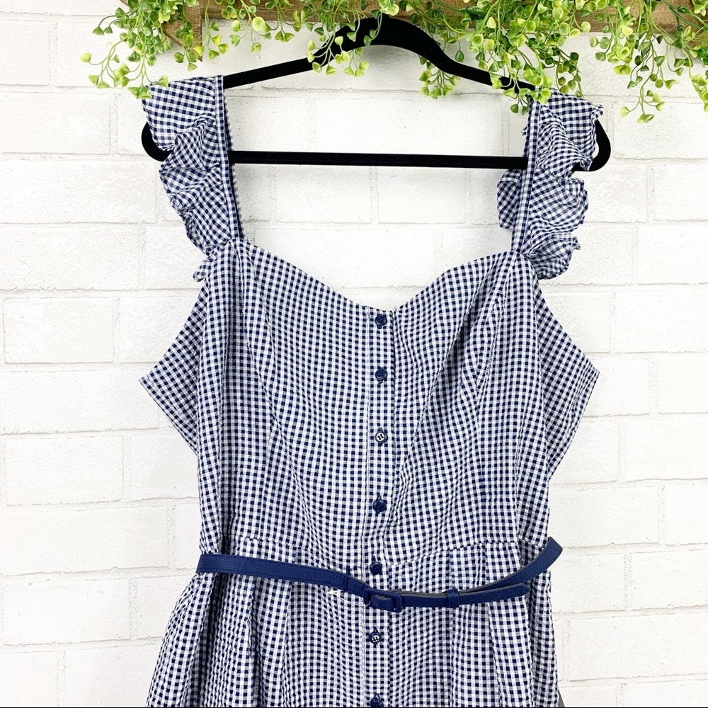 Gal Meets Glam Blue Gingham Sheath Dress Sz 20 - Picture 5 of 7